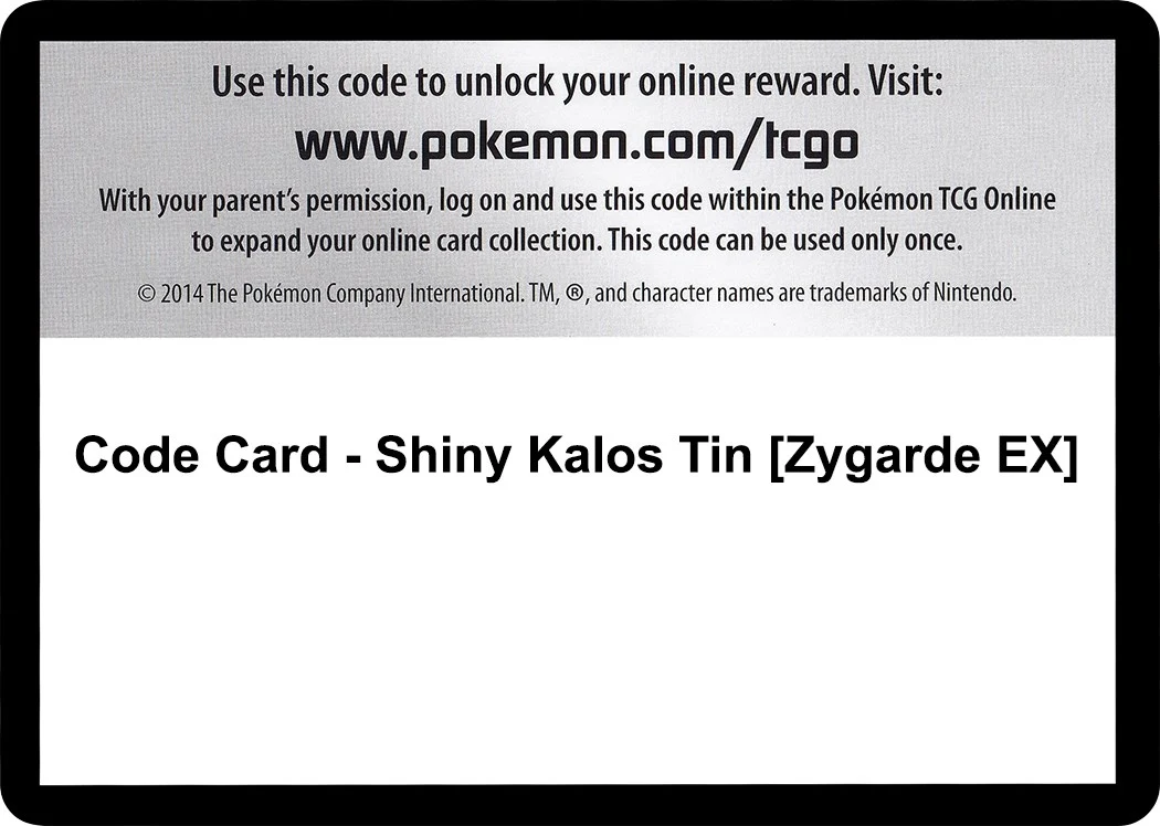 Code Card - Shiny Kalos Tin [Zygarde EX]